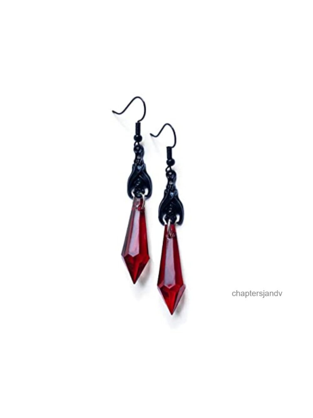 Gothic Bat Dangle Earrings Crystal Copper French Wire Halloween